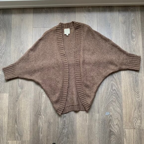 Olive & Oak Cardigan Sweater Cocoon Dolman Sleeve Open front Knit Buttons Brown - Picture 11 of 15